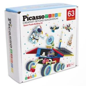 PicassoTiles 63 Piece Space Theme Building Blocks Sensory Toys